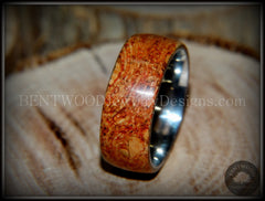 Bentwood Ring - "Figured Red" Mediterranean Oak Burl Wood Ring with Surgical Grade Stainless Steel Comfort Fit Metal Core handcrafted bentwood wooden rings wood wedding ring engagement