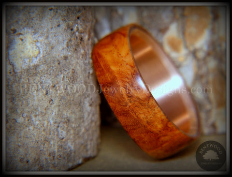 Bentwood Ring - "Rarity" Amboyna Burl Wood Ring with Copper Steel Comfort Fit Metal Core
