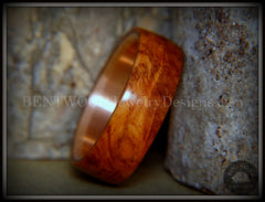 Bentwood Ring - "Rarity" Amboyna Burl Wood Ring with Copper Steel Comfort Fit Metal Core handcrafted bentwood wooden rings wood wedding ring engagement