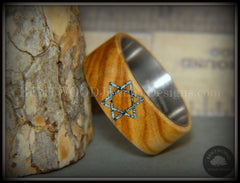 Bentwood Ring - "Star of David" Bethlehem Olivewood with Patina Copper Iron Sands handcrafted bentwood wooden rings wood wedding ring engagement