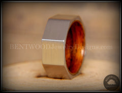 Bentwood Ring - Brushed Stainless Steel Octogon on Bent Rosewood Comfort Fit Core handcrafted bentwood wooden rings wood wedding ring engagement
