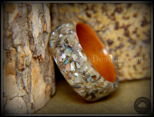 Bentwood Ring - Pau Shell Inlay on Bentwood Cherry Wood Ring handcrafted bentwood wooden rings wood wedding ring engagement