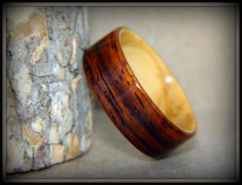 Bentwood Ring - "Exotic Union" Cocobolo on Olivewood Classic Wooden Ring