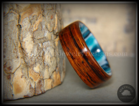 Bentwood Ring - "Surf's Up" Cocobolo on Acrylic Marbled Core