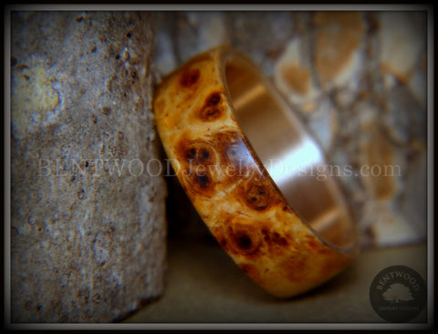 Bentwood Ring - "Rarity" Afzelia Burl Wood Ring with Bronze Steel Comfort Fit Metal Core