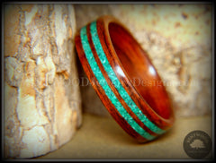 Bentwood Ring - Kingwood with Malachite Inlays handcrafted bentwood wooden rings wood wedding ring engagement