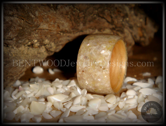 Bentwood Ring - American Maple Wood with Full Natural Mother of Pearl Inlay handcrafted bentwood wooden rings wood wedding ring engagement