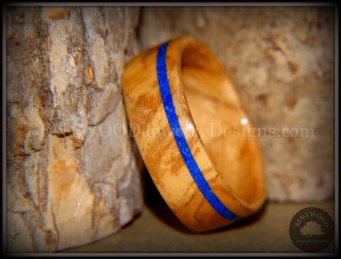 Bentwood Ring - Bethlehem Olive Wood Ring with Offset Blue Lapis Inlay