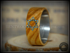 Bentwood Ring - "Star of David" Bethlehem Olivewood with Patina Copper Iron Sands handcrafted bentwood wooden rings wood wedding ring engagement