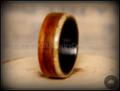 Bentwood Ring - "Beaches Edge" Rosewood Sand Inlay Carbon Fiber Core handcrafted bentwood wooden rings wood wedding ring engagement