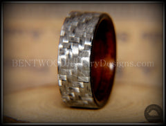 Bentwood Ring - "Silver Twill" Carbon Fiber on Rosewood Wood Comfort Fit Core handcrafted bentwood wooden rings wood wedding ring engagement