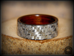 Bentwood Ring - "Silver Twill" Carbon Fiber on Rosewood Wood Comfort Fit Core handcrafted bentwood wooden rings wood wedding ring engagement