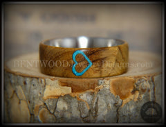 Bentwood Ring - "The Heart" Light Mahogany Sleeping Beauty Turquoise Inlay handcrafted bentwood wooden rings wood wedding ring engagement