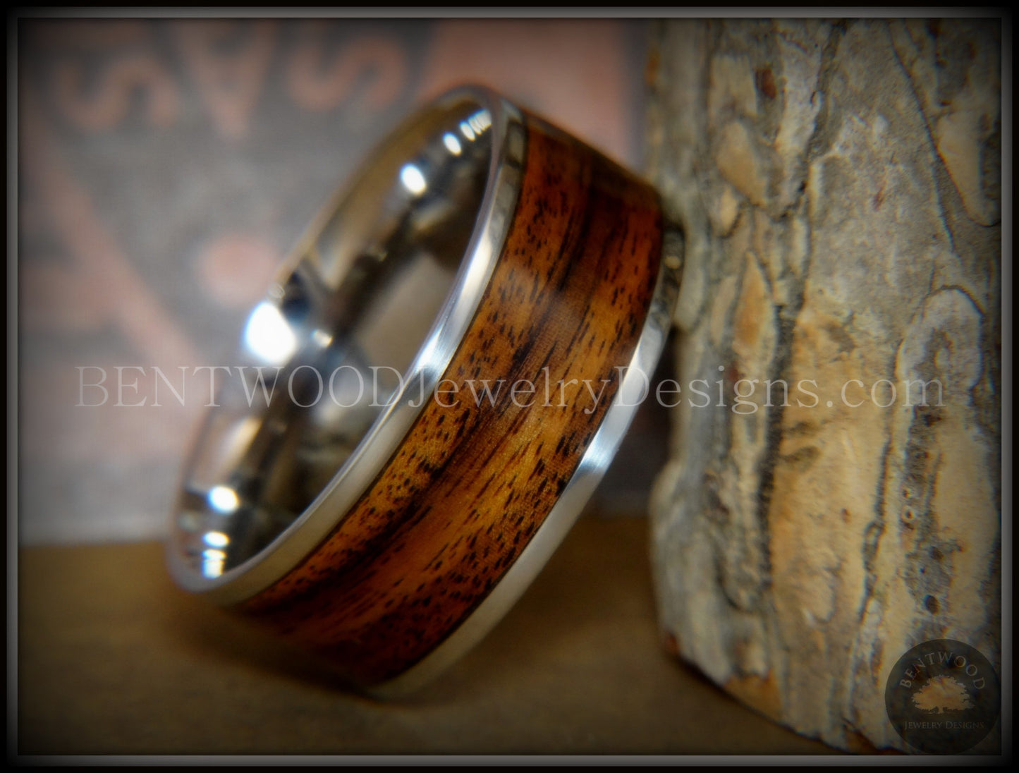 Bentwood Ring - E. Indian Rosewood Wood Ring with Surgical Grade Stainless Steel Comfort Fit Metal Core handcrafted bentwood wooden rings wood wedding ring engagement