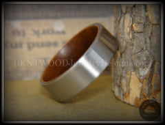 Bentwood Walnut Core Ring and Surgical Grade Hypo-Allergenic Stainless Steel Exterior handcrafted bentwood wooden rings wood wedding ring engagement