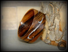 Bentwood Ring - "Scroll" Zebrawood Ring with Mother of Pearl Inlay handcrafted bentwood wooden rings wood wedding ring engagement