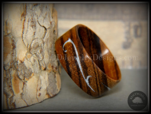 Bentwood Ring - "Scroll" Zebrawood Ring with Mother of Pearl Inlay