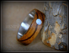 Bentwood Ring - "Sea Pearl" Zebrawood with Mother of Pearl Shell Inlay on Comfort Fit Surgical Steel Core handcrafted bentwood wooden rings wood wedding ring engagement