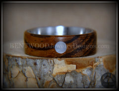 Bentwood Ring - "Sea Pearl" Zebrawood with Mother of Pearl Shell Inlay on Comfort Fit Surgical Steel Core handcrafted bentwood wooden rings wood wedding ring engagement