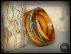 Bentwood Ring - "Scroll" Zebrawood Ring with Turquoise Inlay handcrafted bentwood wooden rings wood wedding ring engagement