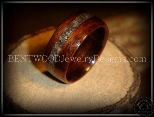 Bentwood Ring - Macassar Ebony with Dark Sand Inlay handcrafted bentwood wooden rings wood wedding ring engagement