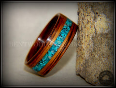Bentwood Ring - Kingwood, Koa Wood and Chrysocolla Inlay handcrafted bentwood wooden rings wood wedding ring engagement