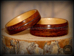 Bentwood Rings Set - S. American Rosewood and N. American Maple with Silver Wire Inlays handcrafted bentwood wooden rings wood wedding ring engagement