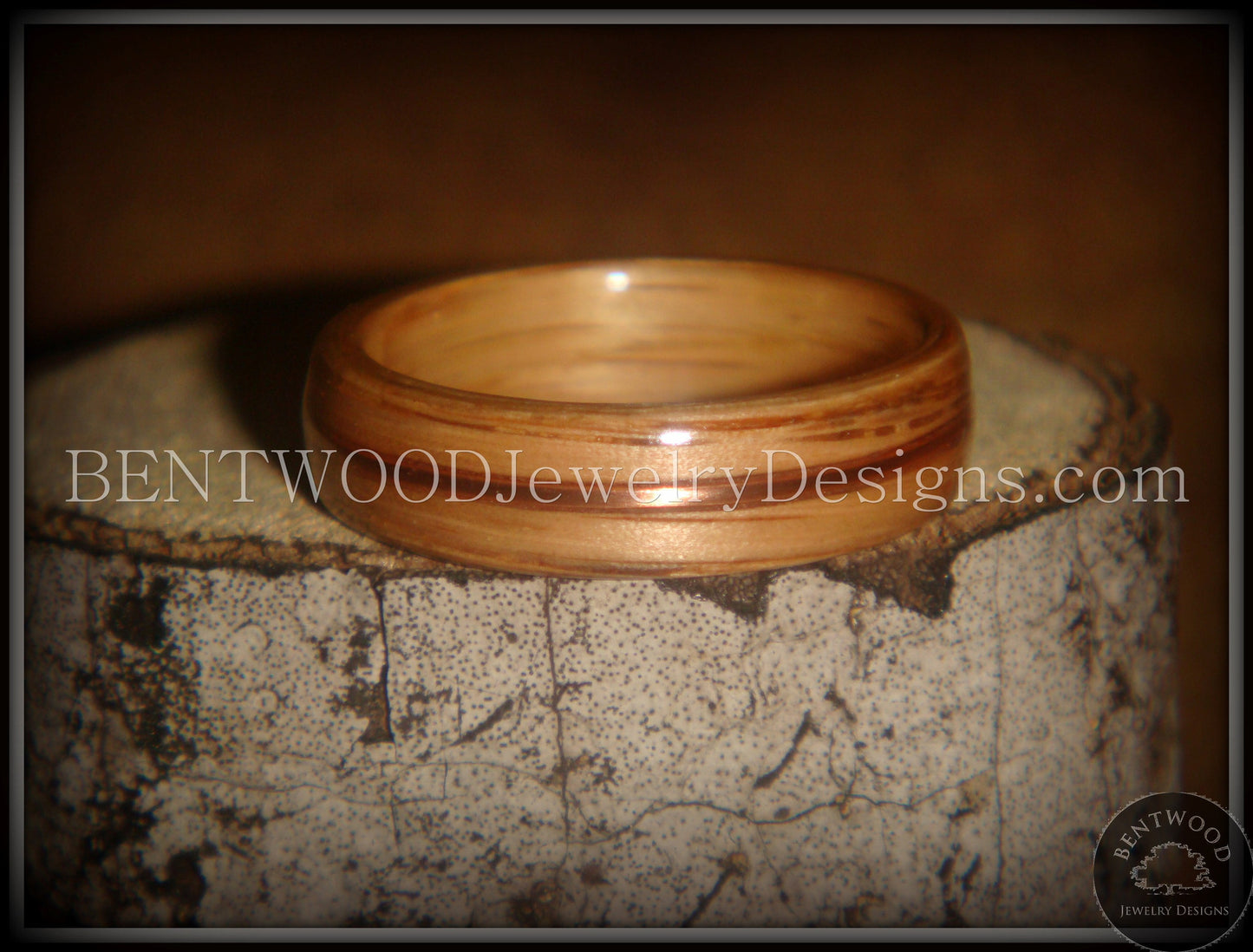 Bentwood Ring - Red Oak Wood Ring with Copper Inlay handcrafted bentwood wooden rings wood wedding ring engagement