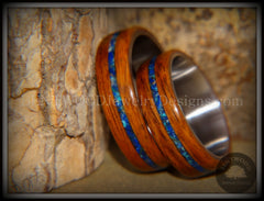 Bentwood Rings Set - Rosewood on Titanium Core with Azurite and Malachite Inlay handcrafted bentwood wooden rings wood wedding ring engagement
