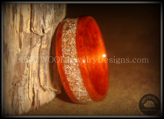 Bentwood Ring - African Padauk Wood Ring with German Silver and Copper Glass Inlay handcrafted bentwood wooden rings wood wedding ring engagement