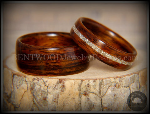 Bentwood Rings Set - "Classic Couple" Rosewood Ring Set with Glass Inlay
