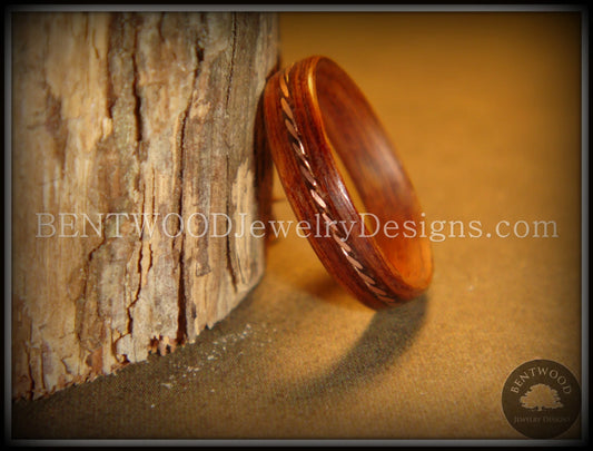 Bentwood Ring - Rosewood Ring with Twisted Copper Inlay handcrafted bentwood wooden rings wood wedding ring engagement
