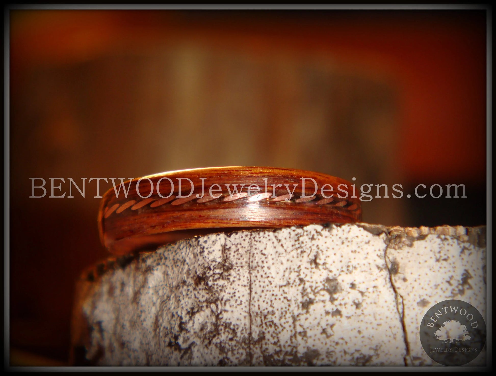 Bentwood Ring - Rosewood Ring with Twisted Copper Inlay handcrafted bentwood wooden rings wood wedding ring engagement