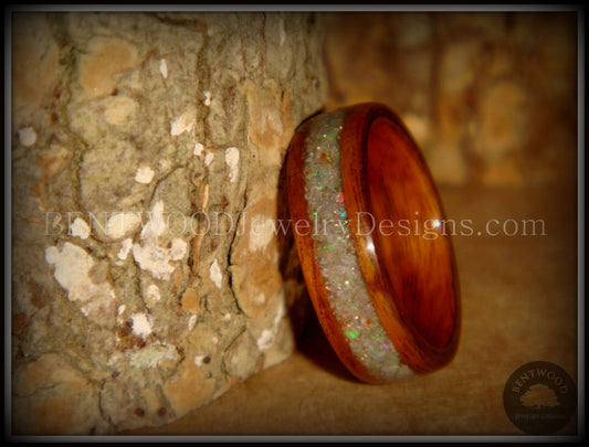 Bentwood Ring - "Prism" Rosewood Wooden Ring with Ethiopian Welo Fire Opal Inlay handcrafted bentwood wooden rings wood wedding ring engagement