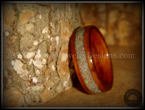 Bentwood Ring - "Prism" Rosewood Wooden Ring with Ethiopian Welo Fire Opal Inlay