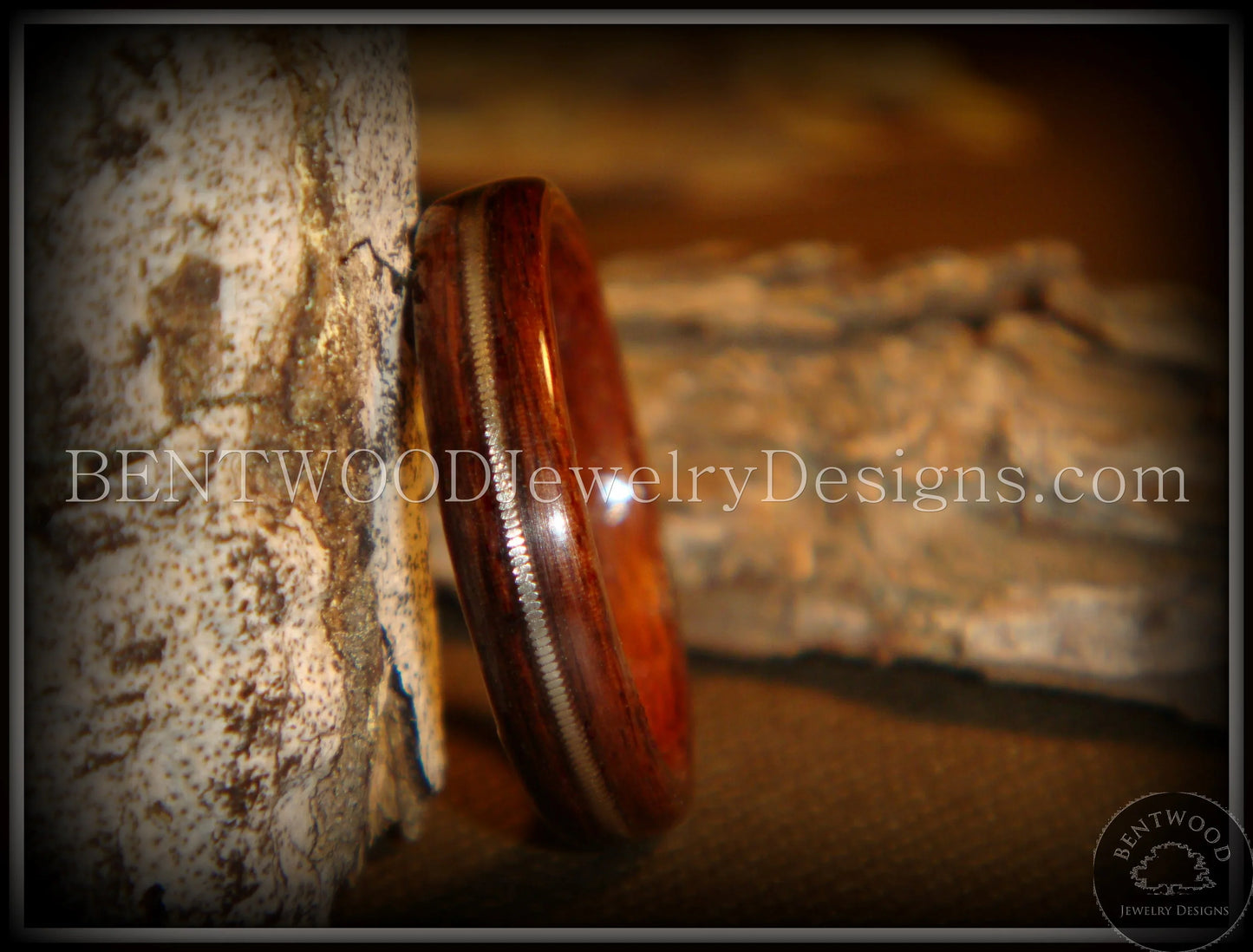 Bentwood Ring - Rosewood Ring Jewelry with Guitar String Inlay handcrafted bentwood wooden rings wood wedding ring engagement