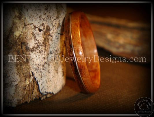 Bentwood Ring - Santos Rosewood Wood Ring with Silver Wire Inlay handcrafted bentwood wooden rings wood wedding ring engagement