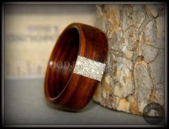 Bentwood Ring - Kingwood Wood Ring and Transverse Silver Glass Inlay handcrafted bentwood wooden rings wood wedding ring engagement