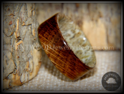 Bentwood Ring - "The Whiskey Hunter" Whiskey Oak Barrel on Deer Antler