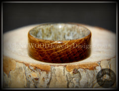 Bentwood Ring - "The Whiskey Hunter" Jack Daniel's Whiskey Oak Barrel on Deer Antler handcrafted bentwood wooden rings wood wedding ring engagement