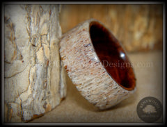 Bentwood Ring - "The Hunter" Antler on Snakewood handcrafted bentwood wooden rings wood wedding ring engagement