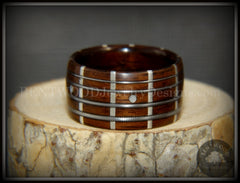 Bentwood Ring - "The Guitar Man" Rosewood, Silver Frets, Mother of Pearl Dot Inlays and Stainless Steel Guitar Strings handcrafted bentwood wooden rings wood wedding ring engagement