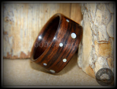 Bentwood Ring - "Composition" Rosewood Ring with Random Mother of Pearl Dot Inlays handcrafted bentwood wooden rings wood wedding ring engagement