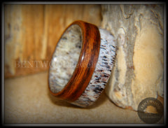 Bentwood Ring - "The Pursuit" Antler and Rosewood Inlay handcrafted bentwood wooden rings wood wedding ring engagement