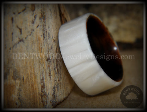Bentwood Ring - "Iridescent" Mother of Pearl Kirinite Full Inlay on Ebony Wood Core