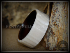 Bentwood Ring - "Iridescent" Mother of Pearl Kirinite Full Inlay on Ebony Wood Core handcrafted bentwood wooden rings wood wedding ring engagement
