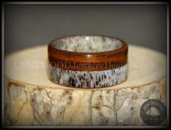 Bentwood Ring - "The Pursuit" Antler and Rosewood Inlay handcrafted bentwood wooden rings wood wedding ring engagement