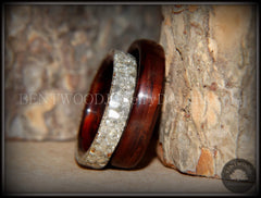Bentwood Rings Set - Kingwood  Classic and Kingwood Full Glass Inlay handcrafted bentwood wooden rings wood wedding ring engagement