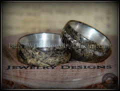 Bentwood Rings Set - "Ohio" Buckeye Burl on Silver Core Classic and Glass Inlay handcrafted bentwood wooden rings wood wedding ring engagement