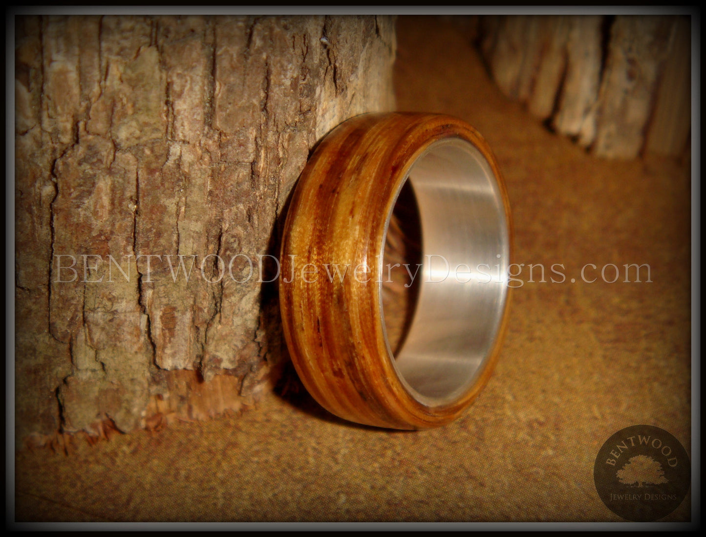 Bentwood Ring - "Zebrano" African Zebrawood Wood Ring on Fine Silver Core handcrafted bentwood wooden rings wood wedding ring engagement